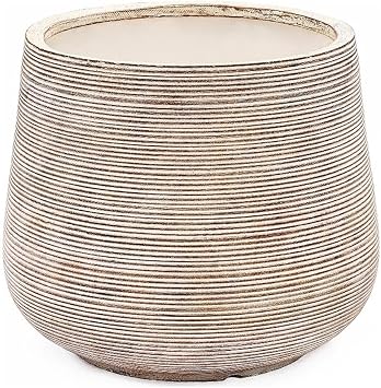 LuxenHome 17" Dia Large Round Planters for Indoor Plants, Outdoor Planters with Drainage Holes, Farmhouse Distressed Plant Pots Indoor & Outdoor for Home Garden Patio