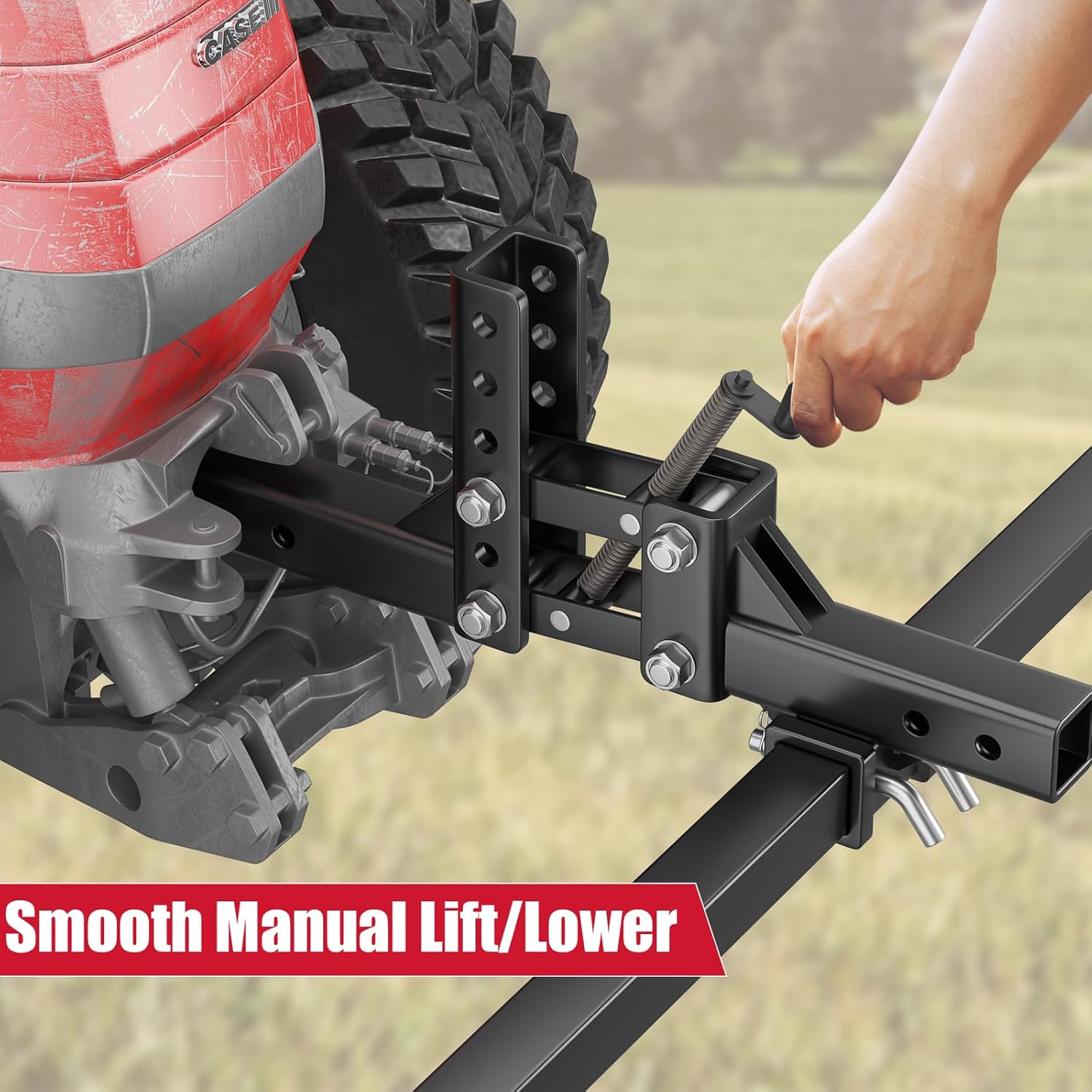 Garvee Manual Implement Lift for ATV/UTV with 1-Point Lift System, Fits 2 in Receiver, 50 in Width, Black