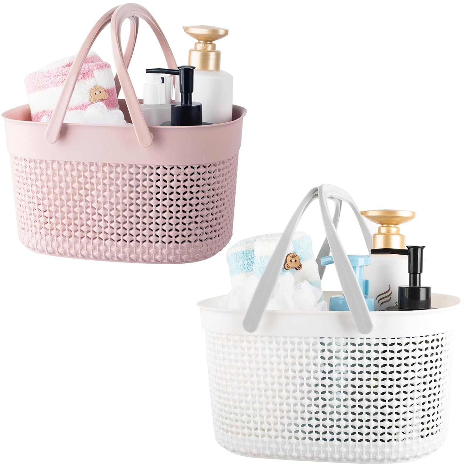 Portable Shower Caddy Basket Plastic Organizer Storage Tote with Handles Toiletry Bag Bin Box for Bathroom College Dorm