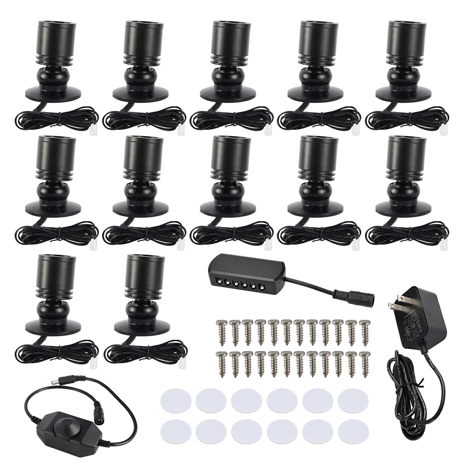 YaeCCC Dimmable LED Mini Spotlight Jewelry Showcase Display Lights Black Shell Surface Mount (Pack-12,Warm White 3000k)