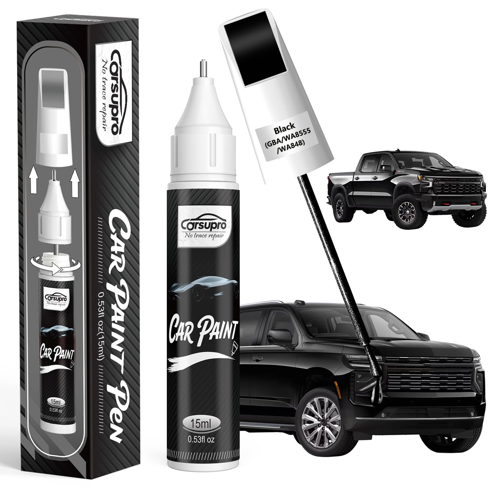 Carsupro Black GBA/WA8555/WA848 for Chevrolet Touch Up Paint Pen