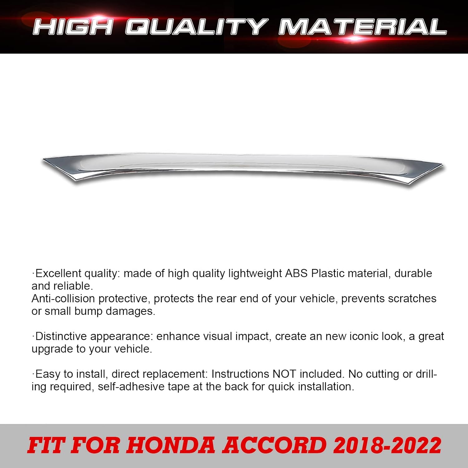 x xotic tech Rear Bumper Lower Lip Cover Trim, Chrome, Compatible with Honda Accord 10th Gen 2018-2022