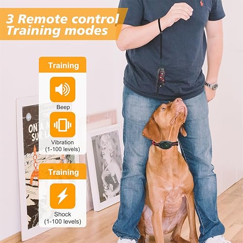 Miniatura 4 de Collar antiladridos 2 en 1 con alcance remoto de 1300 pies, collar de entrenamiento para perros, collares de choque impermeables, 3 modos de