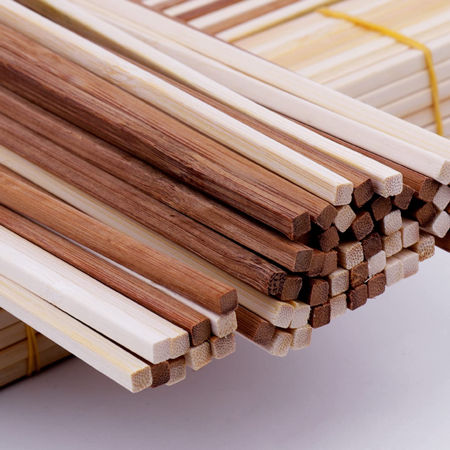 Bastoncini di legno per il bricolage, Aste quadrate con tasselli in bambù naturale Decorazioni for la casa artigianali fai-da-te Costruzione di modelli in confezioni multiple(100Pcs)