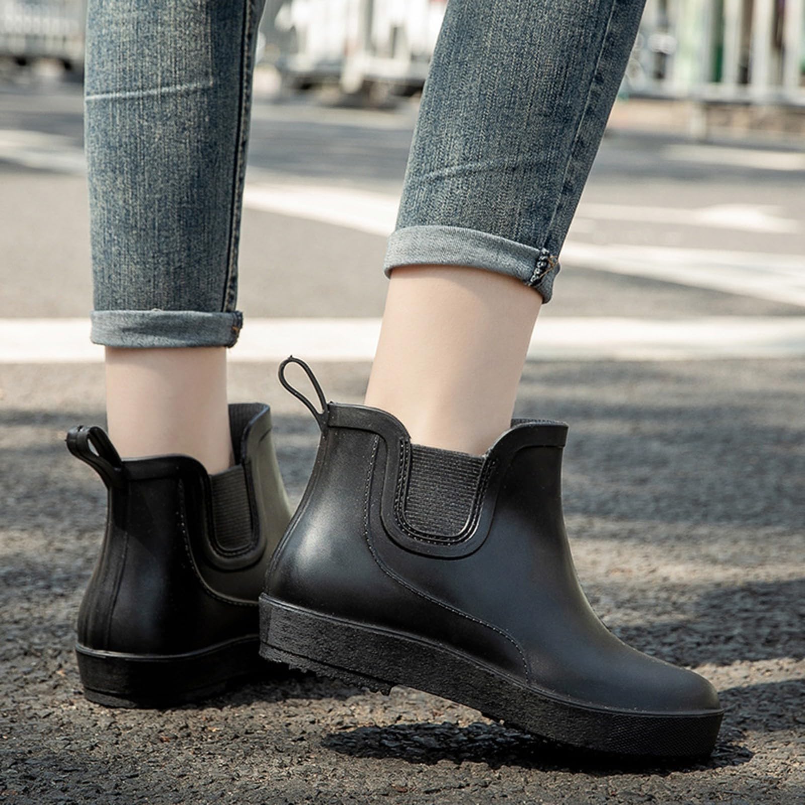 Botas de goma cortas para mujer, botas de lluvia impermeables, botas de goma, botas de lluvia, botas de tobillo, antideslizantes, botas de jardín, botas de lluvia, botas de caña corta, botines