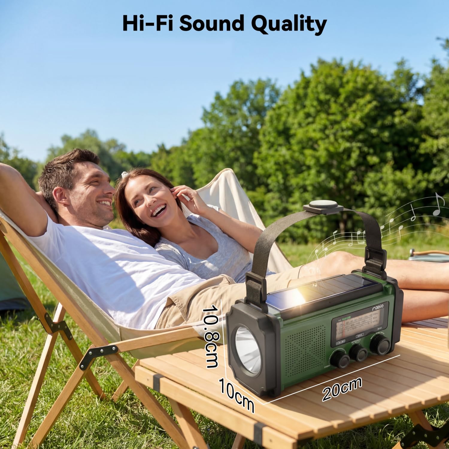 MONODEAL Kurbelradio mit Solar und Powerbank, Notfallradio mit Kurbel für Blackout, Camping und Notfall, Emergency Radio Eingebaute SOS Alarm und LED Leselampe
