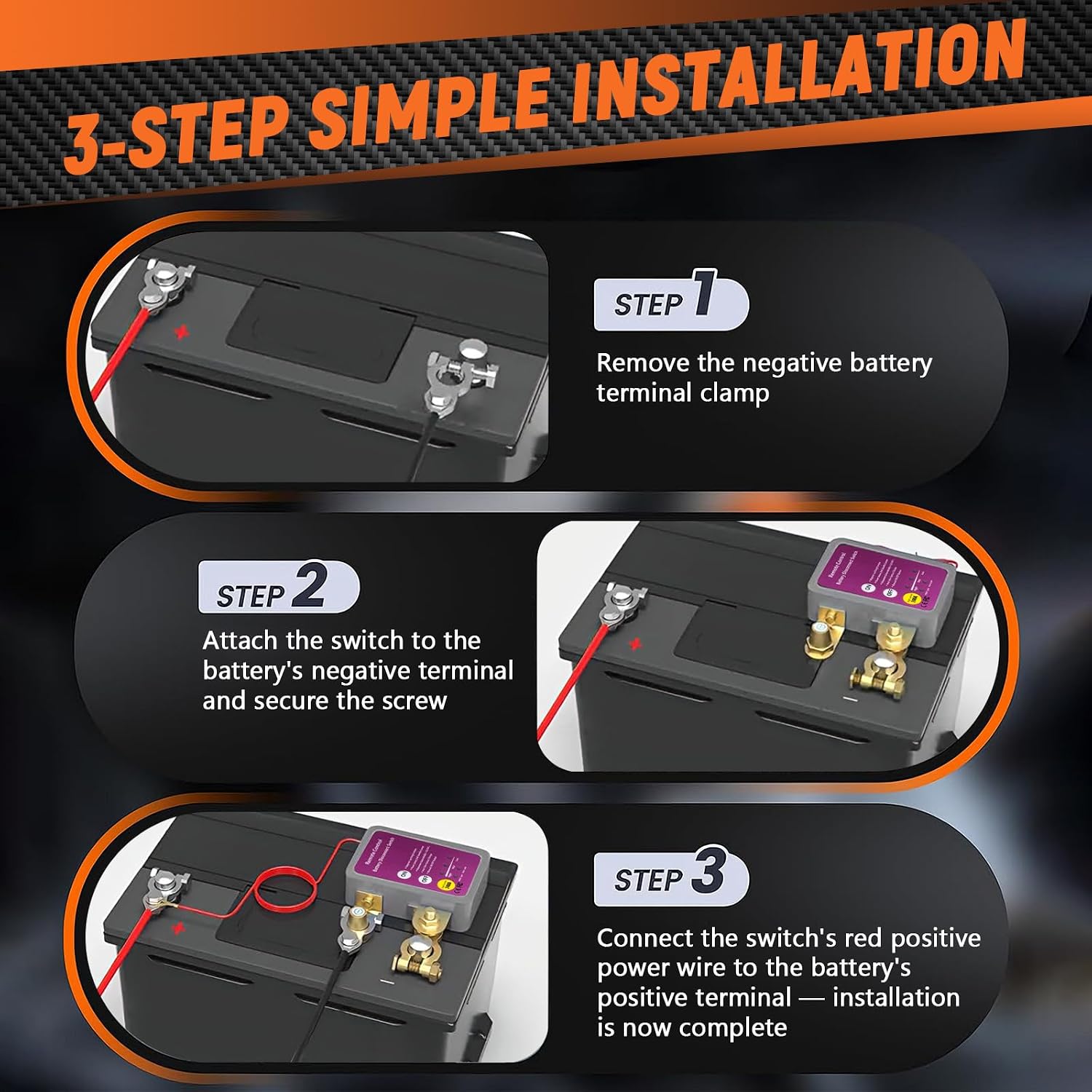 Remote Battery Disconnect Switch12V/24V 240A, Battery Kill Switch with Anti-Shutdown Mode Voltage Protection, Prevent Battery Drain for Car Truck RV ATV Boat (Flat Installation)