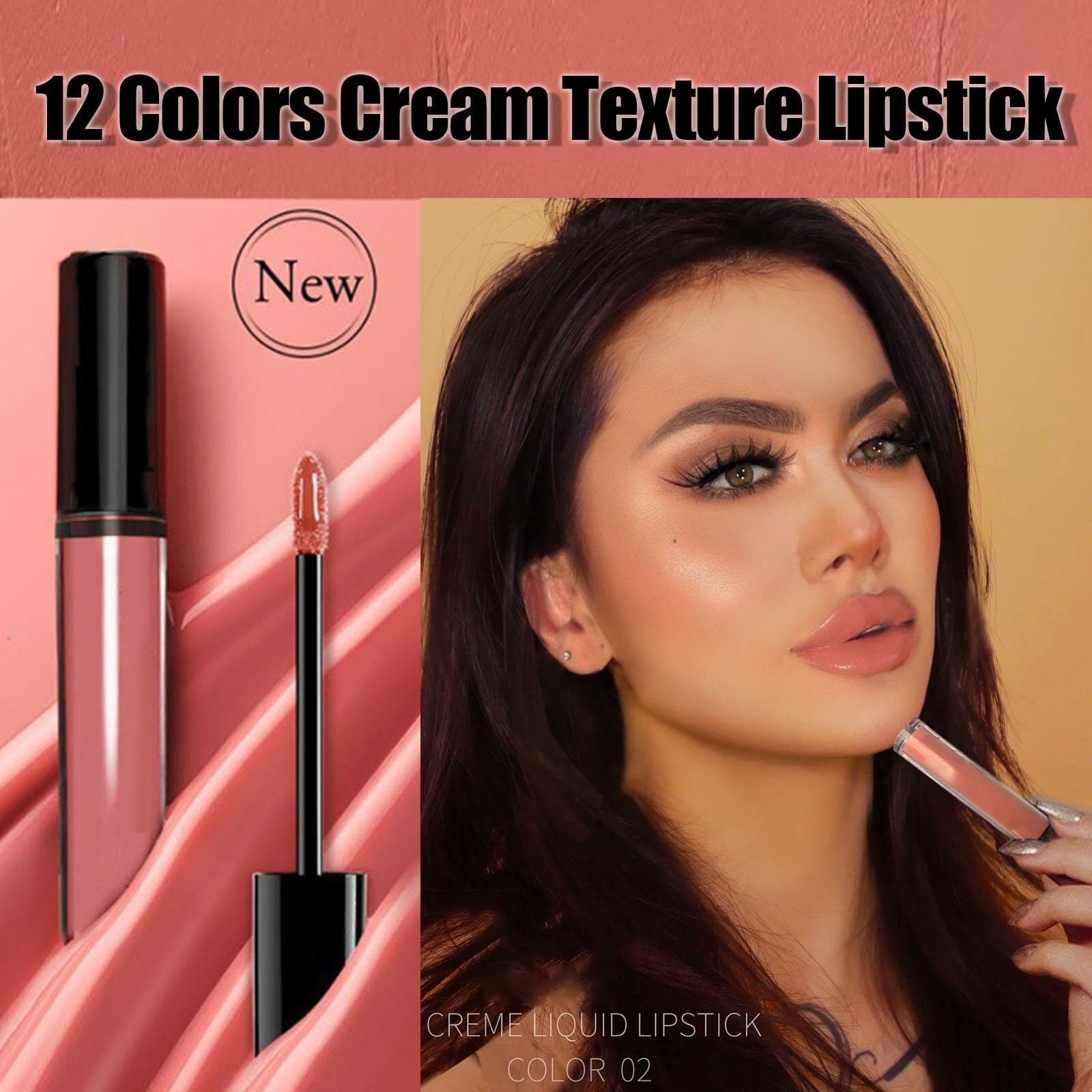 Lápiz labial de crema de 12 colores, lápiz labial de crema de 12 colores, taza sin lápiz labial, impermeable, sin relleno, impermeable e hidratante de larga duración Velvet lápiz labial rojo(12PCS)