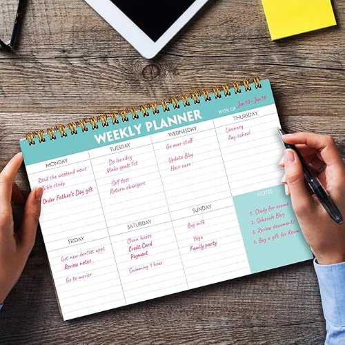 Miniatura 4 de Bloc de notas de planificador semanal, organizador semanal de 7 x 10 pulgadas, diario de seguimiento de hábitos para hombres y mujeres, 52 hojas,