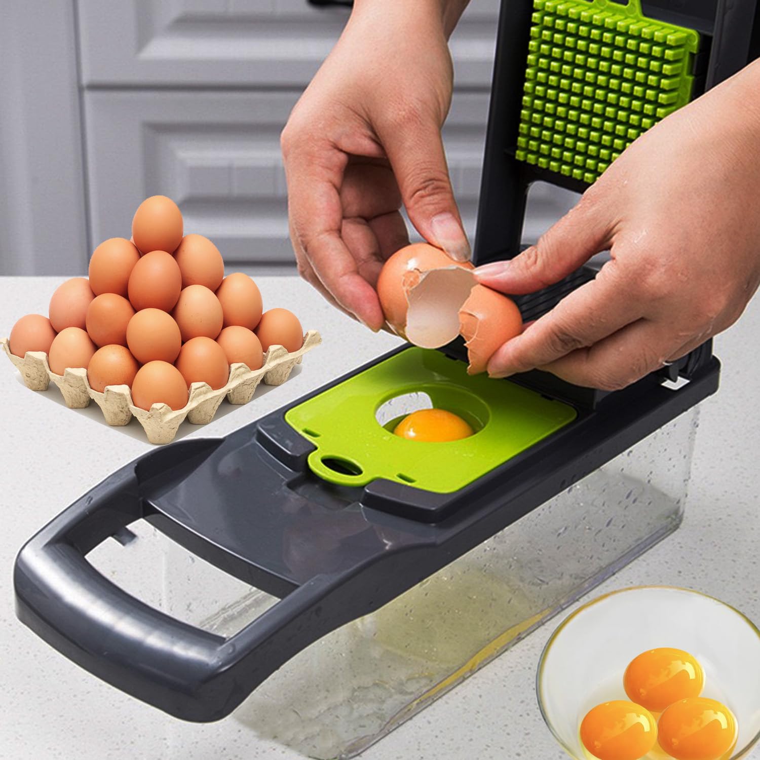 Picador de verduras, cortador de mandolina, utensilio de cocina multifuncional 16 en 1 para cortar, rebanar, picar y rallar verduras y queso