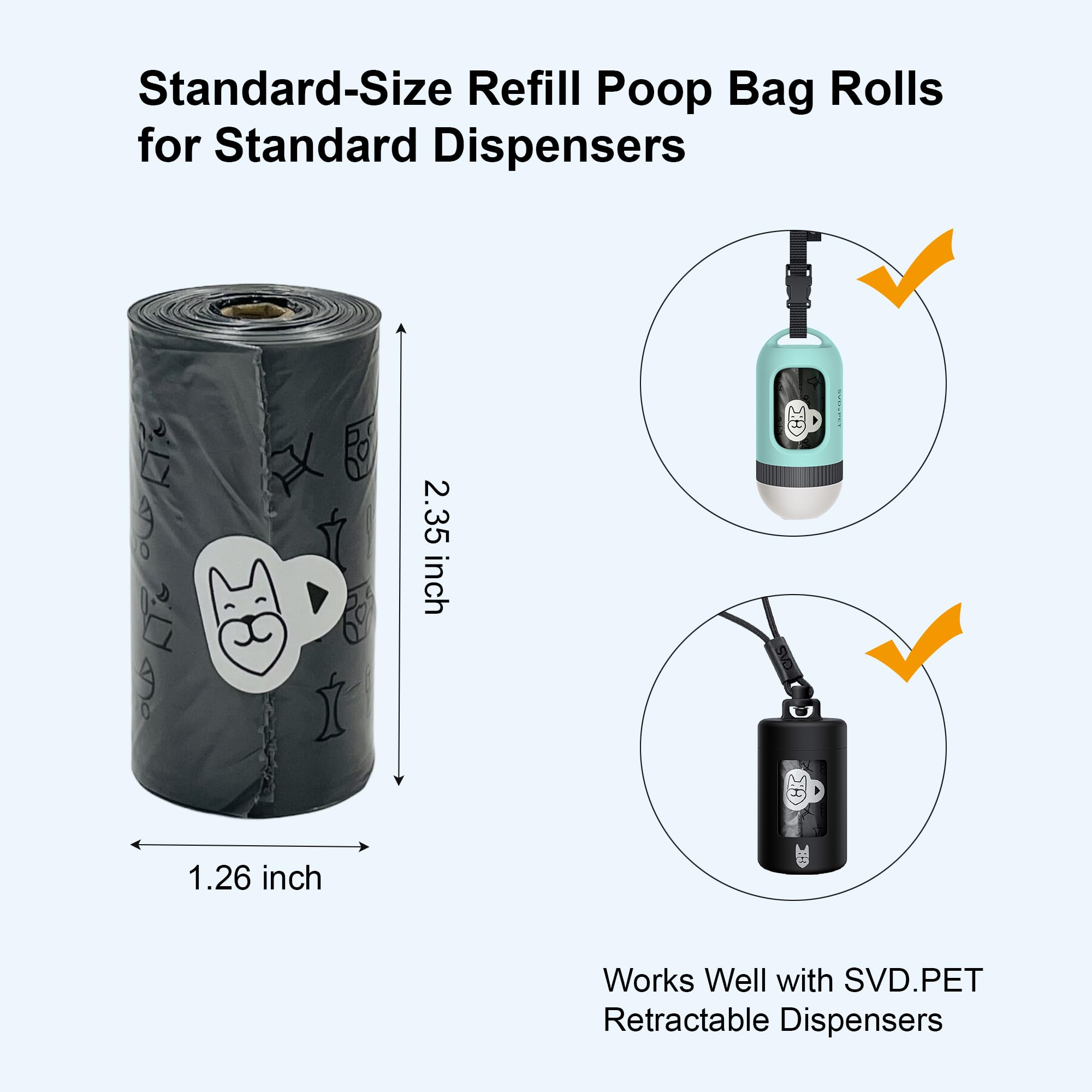 SVD.PET Hundekotbeutel Rollen, 900 Beutel mit Kotbeutelhalter, 100% Auslaufsicher, Unparfümierte Hundebeutel für Kot, Haustierkotbeutel Nachfüllrollen