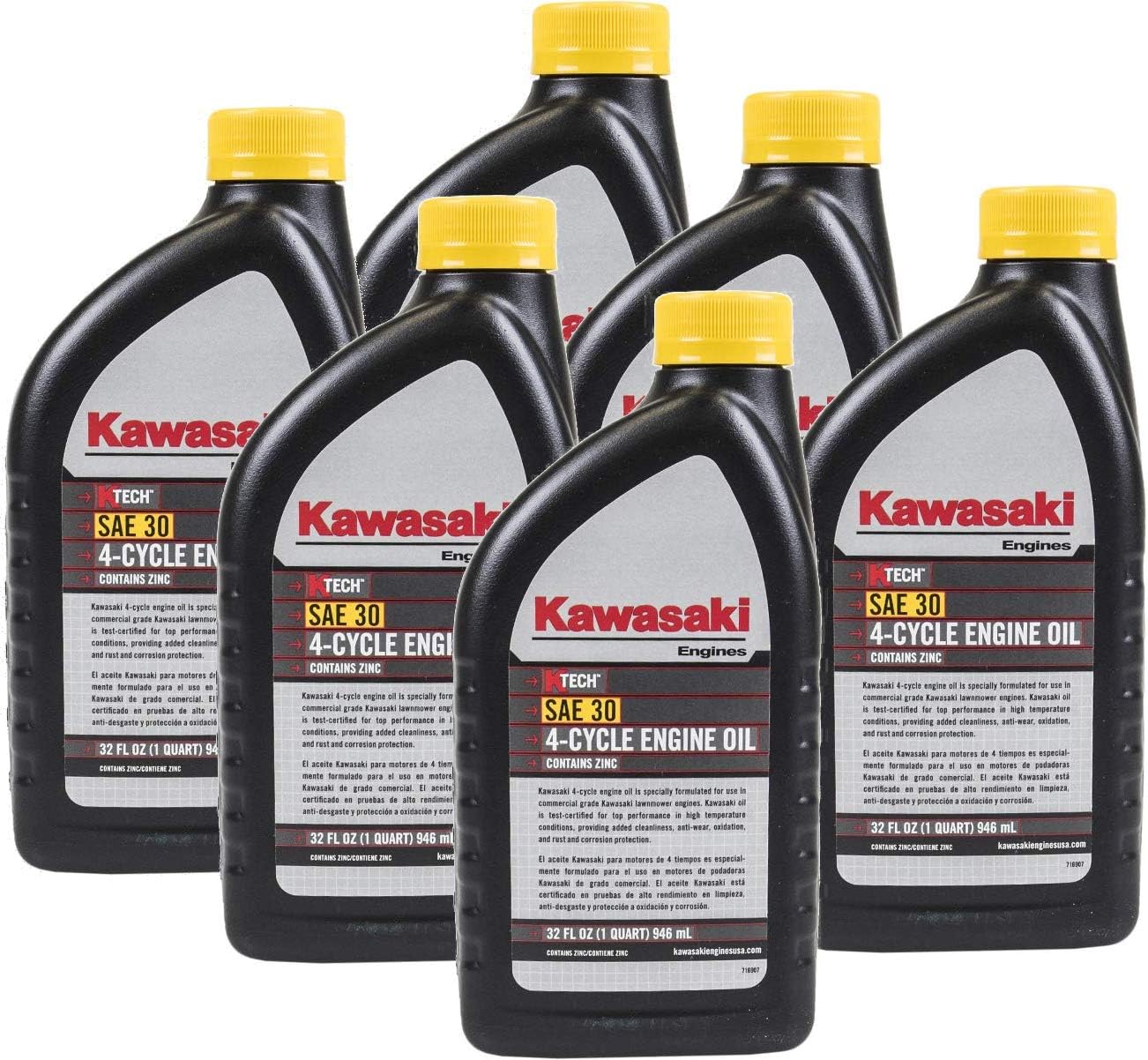 Pack of 6 Kawasaki 99969-6281 Genuine OEM K-Tech SAE 30 4-Cycle Engine Oil