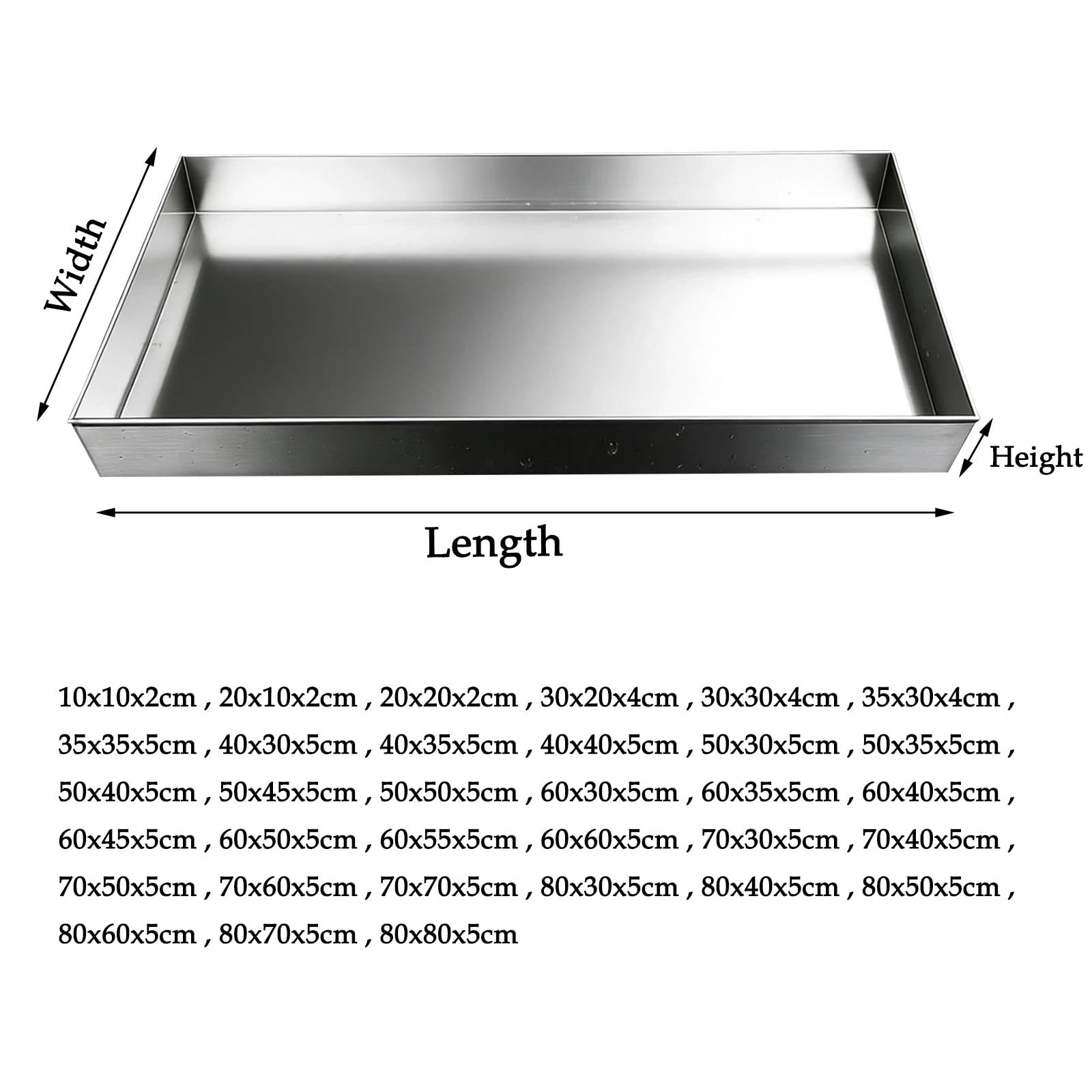 Vaschetta Raccolta Acqua In Acciaio Inox, Vassoio Rettangolare Per Raccolta | AntiRuggine Vassoio Raccogligocce Per Lavatrice, Cambio Olio Auto, Condizionatori, Scaldabagno(60x30x5cm)