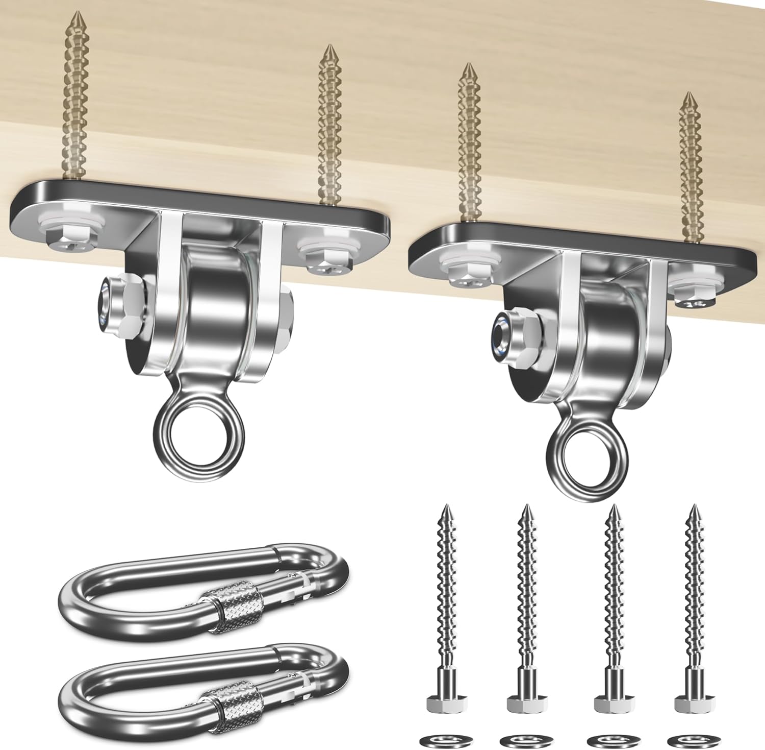 Swing Hangers for Wooden Beam, 2 Pack Stainless Steel 2400 LB Capacity Swing Hardware for Hammock, Porch, Yoga Seat, Heavy Duty Hangers for Indoor & Outdoor Use