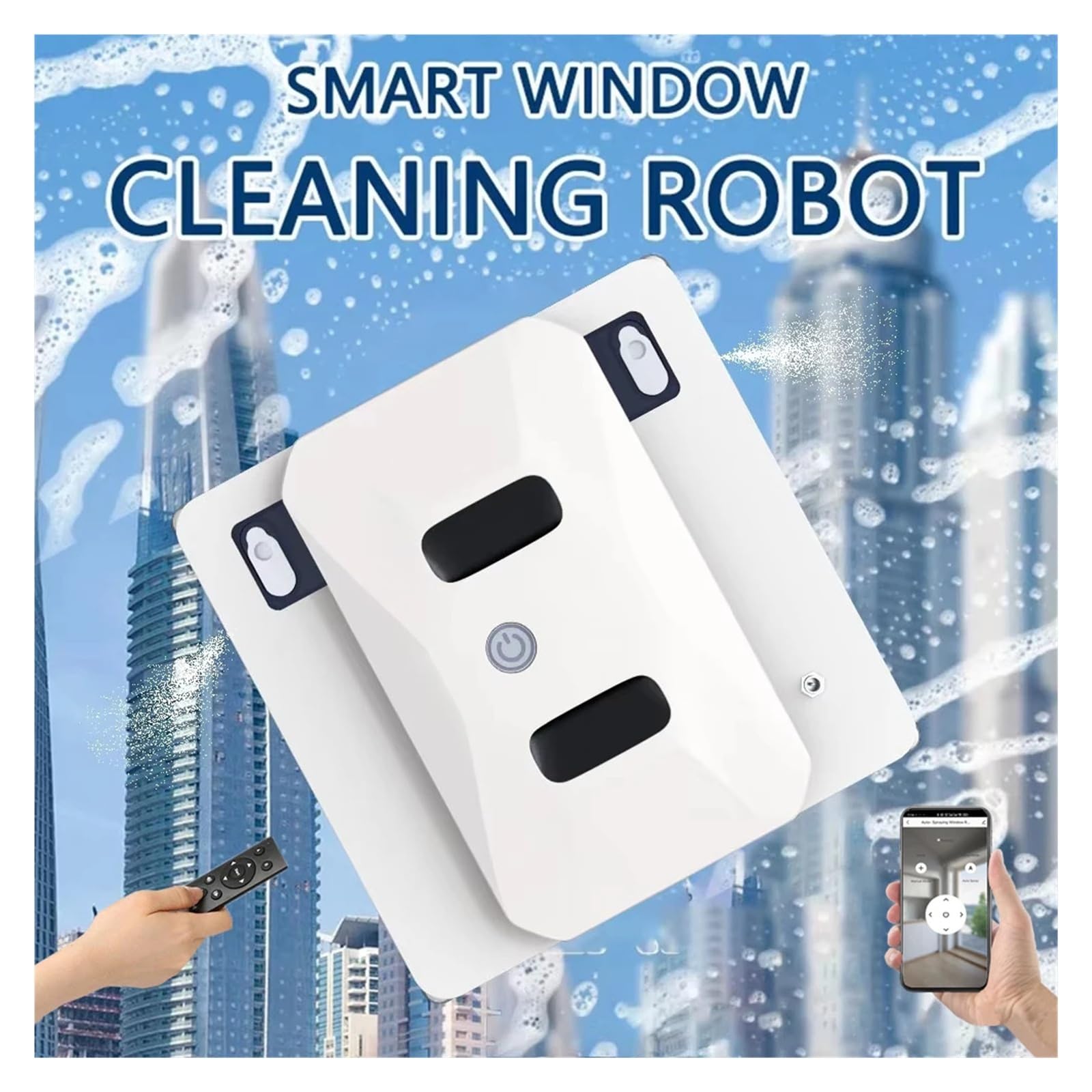 Purerobo Square Ultrasmukły robot do mycia okien z automatycznym natryskiem wody, myciem, szyb, luster i płytek, sterowaniem aplikacją do gładkich powierzchni