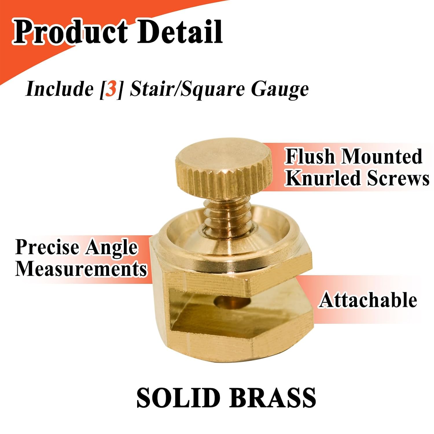 3Pcs 405 Stair and Square Gauge Set for Framing Square | Measurement Reference Tool, Brass