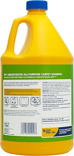 Zep All-Purpose Carpet Shampoo Concentrate Cleaner - 1 Gallon - ZUCEC128 - Professional Formula Removes Dirt and Stains(Pack of 2)