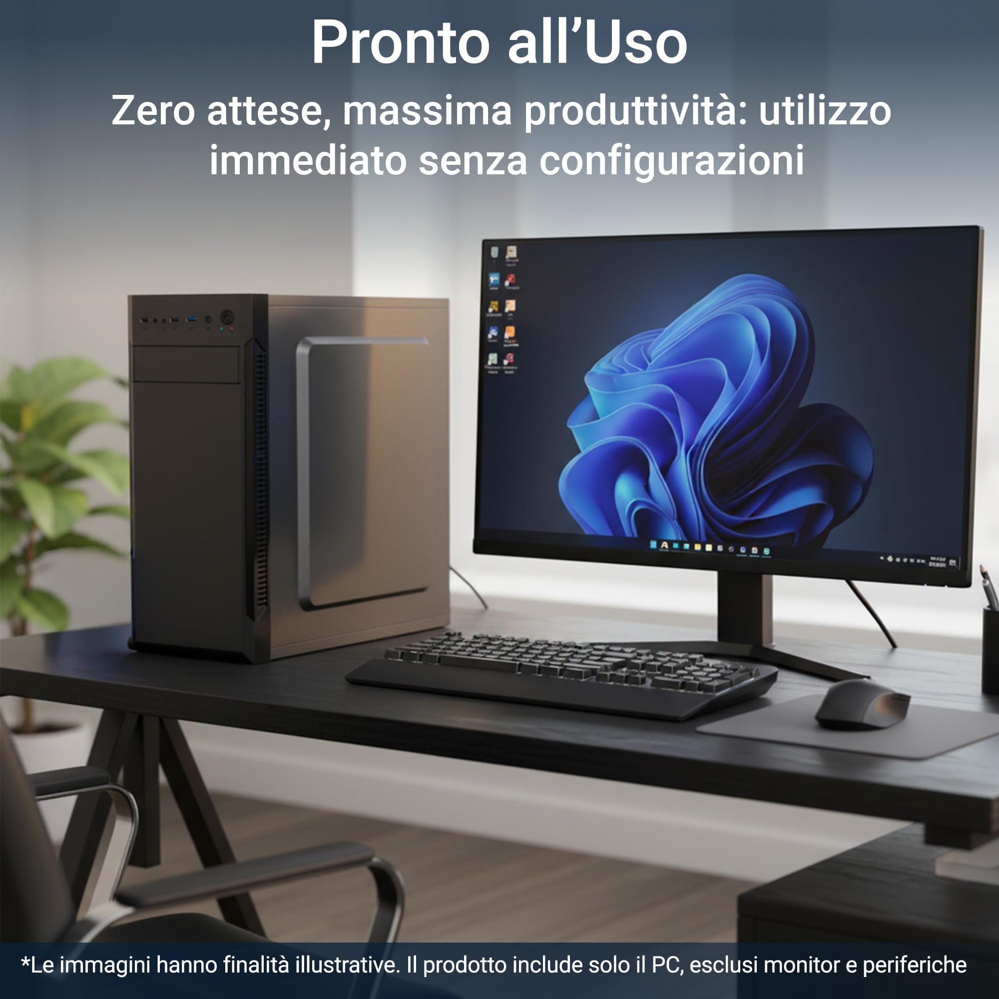 PC Fisso Completo - Computer Desktop Intel Core i9-14900 • RAM 32GB DDR4 • SSD 1TB M.2 • Scheda Video RTX A1000 8 GB • Wi-Fi AC e Bluetooth • Masterizzatore DVD • HDMI • USB 3.0 • Windows 11 Pro