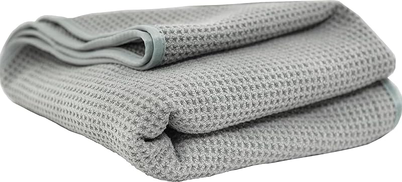 Waffle Weave Gray Matter Microfiber Drying Towel, 25 x 36 in | Waffle-weave towel with soft-banded edges soaks up sheeting water for a fast, scratch-free dry on paint and glass.