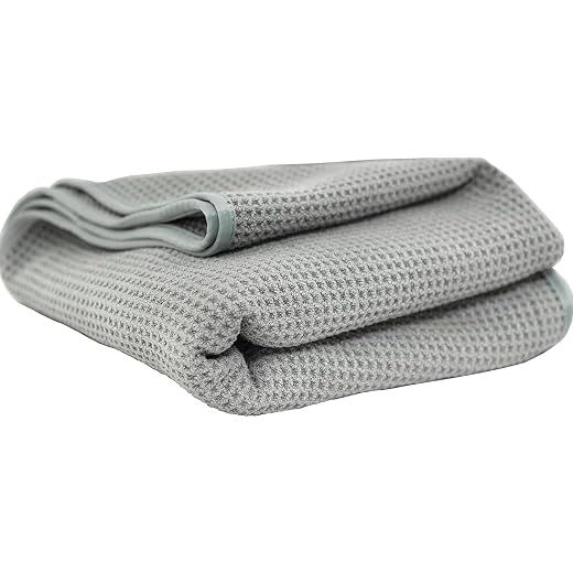 Chemical Guys, Waffle Weave Gray Matter Microfiber Drying Towel, 25 x 36 in | Waffle-weave towel with soft-banded edges soaks up sheeting water for a fast, scratch-free dry on paint and glass.