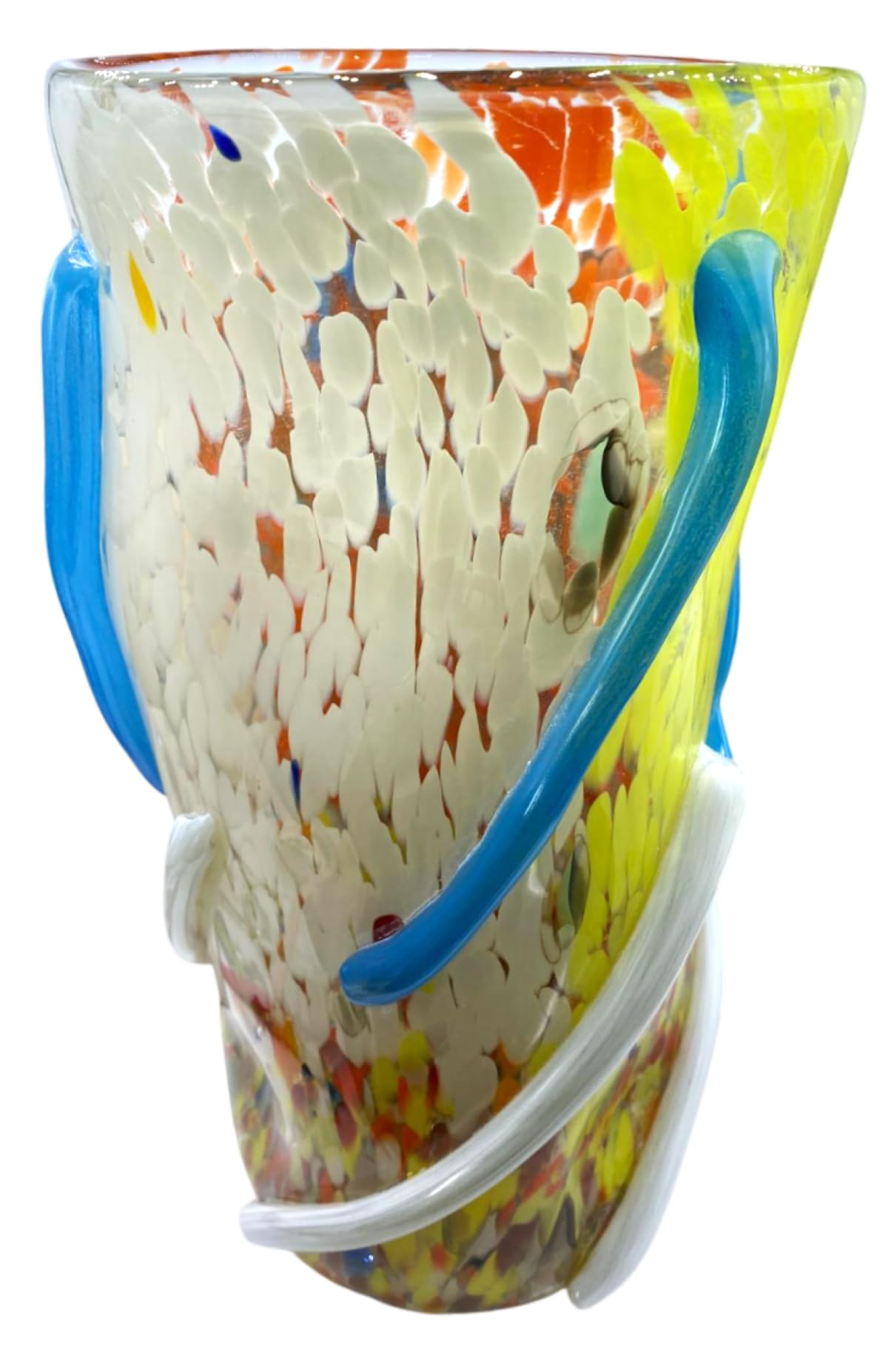Vase en verre de Murano decor multicolore de 31 cm, cadeau de mariage d'exception