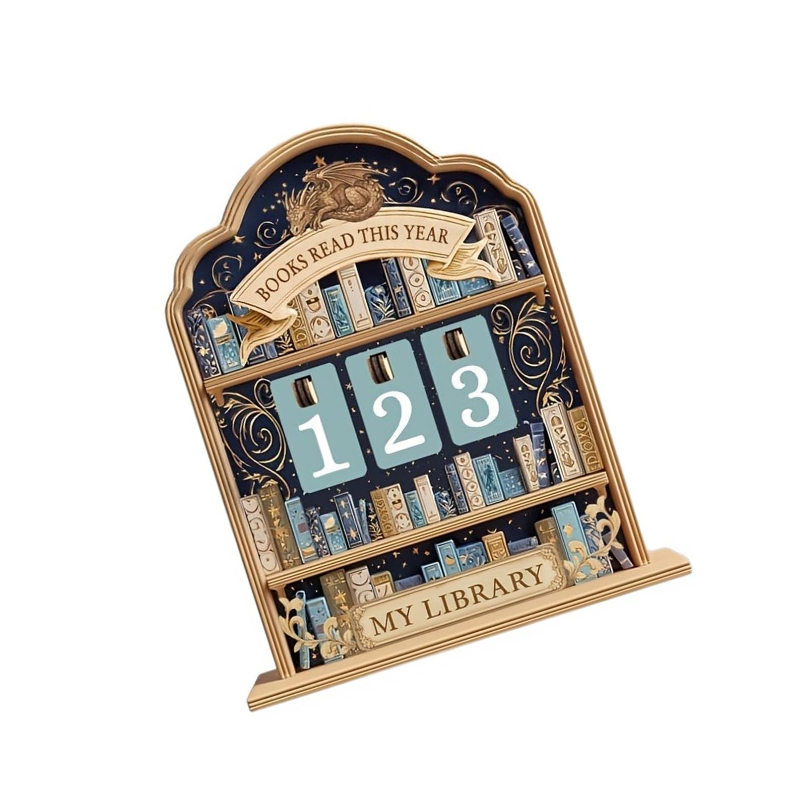 Msioytog Wooden Book Read Trackers Books Read This Year Counter Sign for Annual Book Tracking Personalize Craft Bookshelf Ornament Wooden Reading Counter