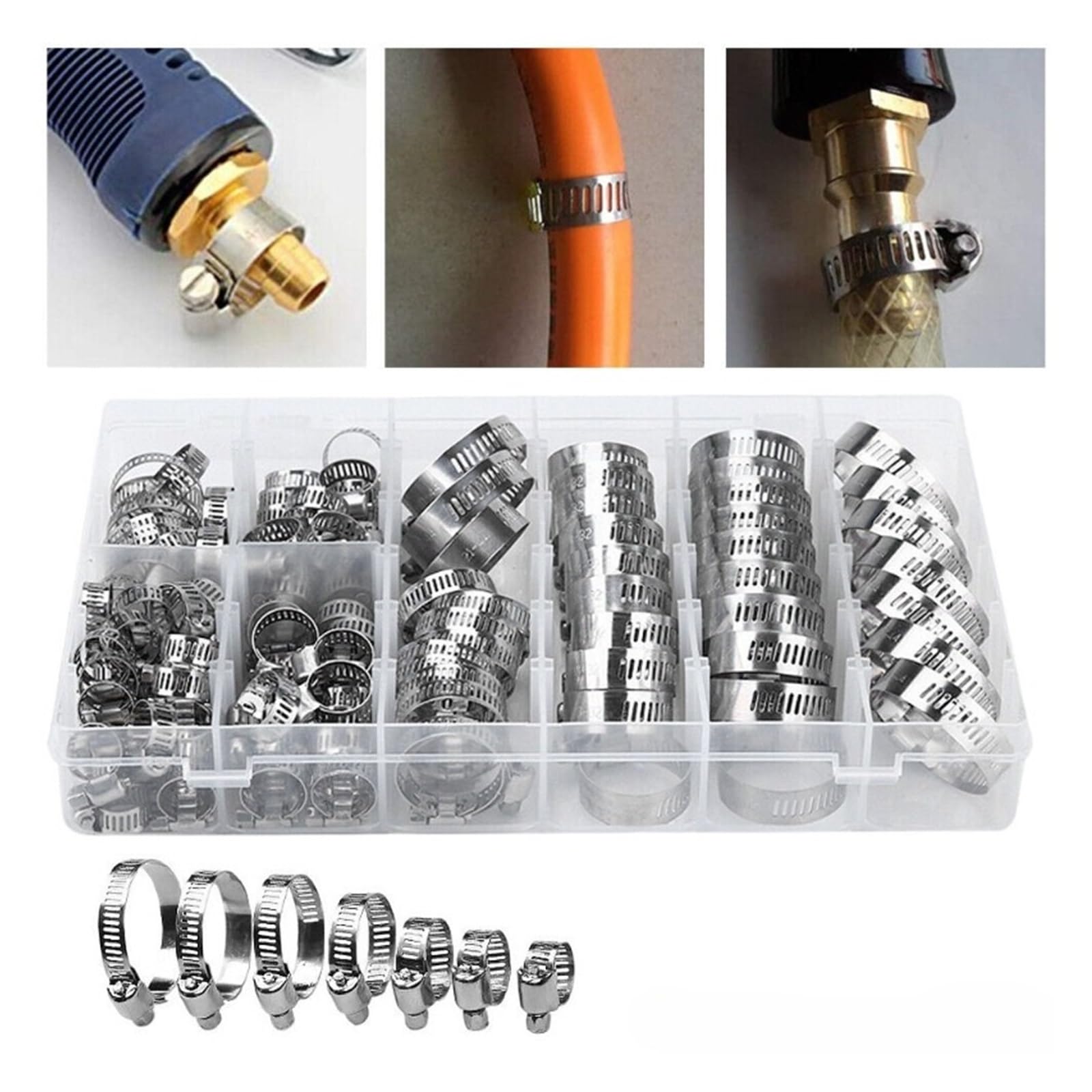 Verstellbare Schlauchschelle 101-teiliges sortiertes Edelstahl-Schlauchschellen-Set, verstellbare Auto-Kraftstoffrohrschellen