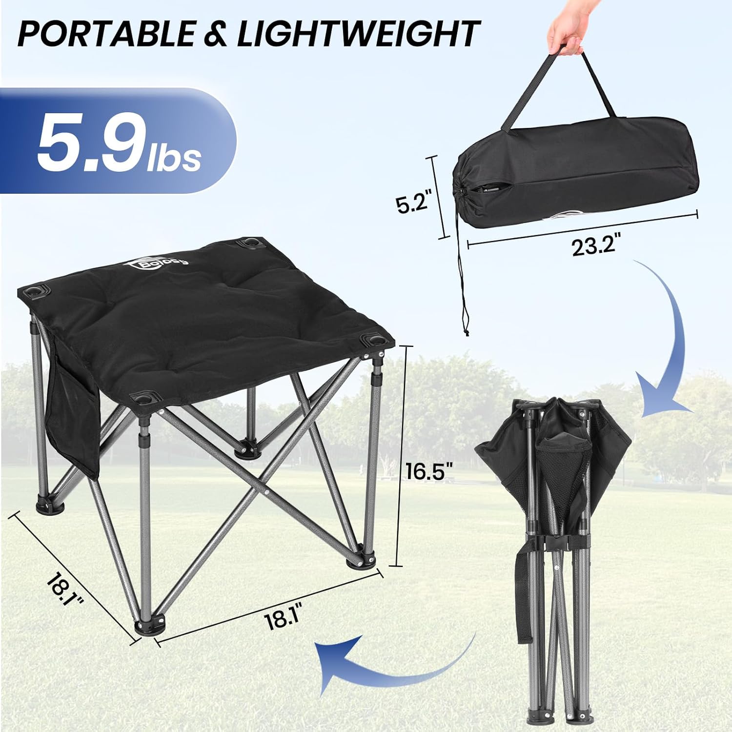 Camping Stool Oversized Camping Foot Stool Ottoman 450 lbs Heavy Duty Camp Stool Padded Camping Chair Foot Rest Foldable Footrest