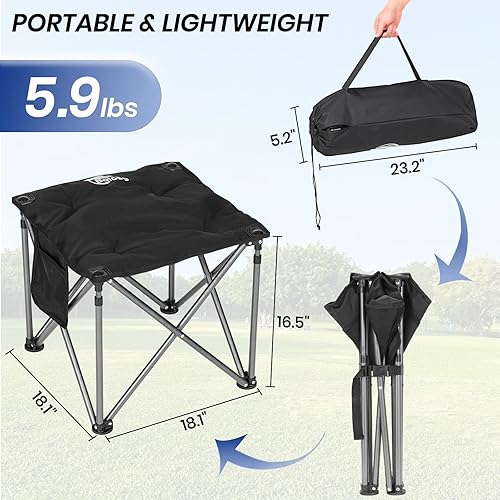 Miniatura 2 de Paquete de 2 taburetes de camping de gran tamaño, otomano, acolchado, silla de camping, reposapiés plegable de 450 libras, reposapiés plegable