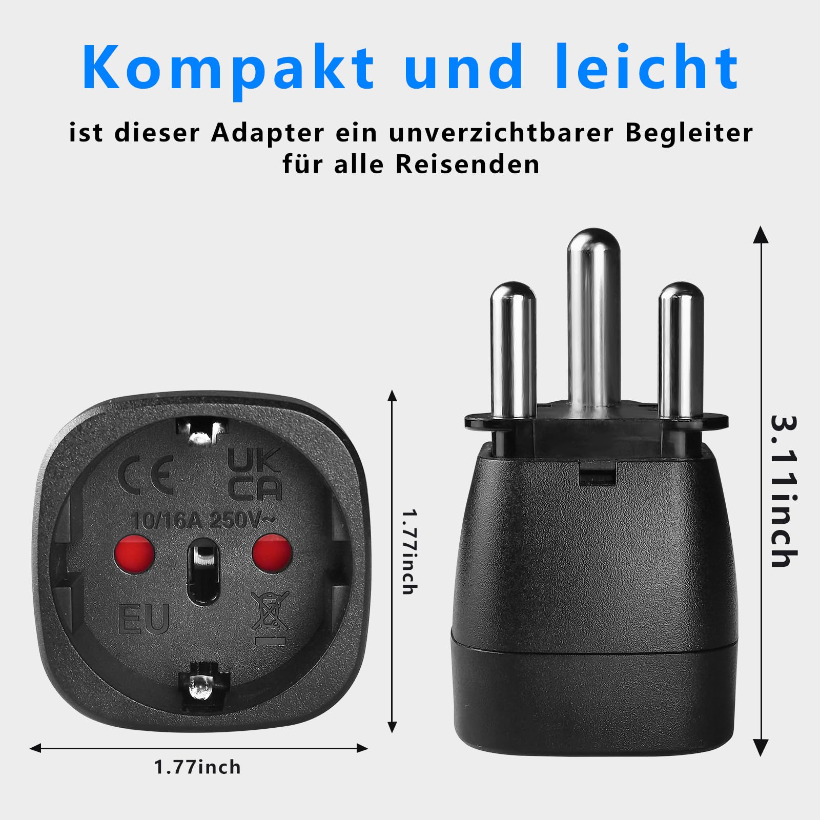 Adattatore Presa Sudafrica, 5 in 1 Adattatore da Viaggio per il Sudafrica con 1 AC & 2 USB-A e 2 USB-C, per Sud Africa, Mozambico, Bhutan, Adattatore da Viaggio Tipo M
