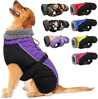 Vista 14 de IECOii - Abrigo extracálido para perro, chaqueta reflectante ajustable, invernal, suave, cuello alto, hebilla, forro de vellón, para clima frío