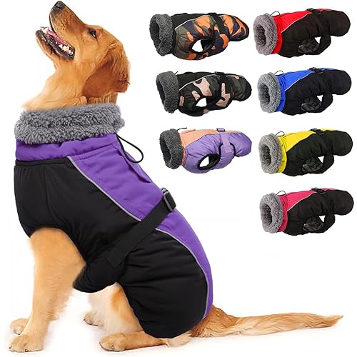 IECOii Extra Warm Dog Coat Reflective Adjustable Dog Jacket Dog Winter Coat with Buckle Fleece Turtleneck Dog Jacket for Cold Weather Soft Winter Coat for Small Medium Extra Large Dogs