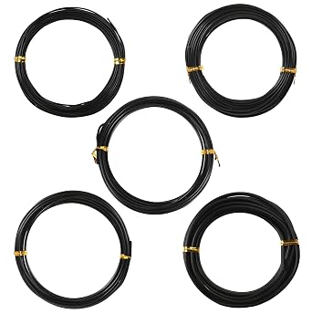 5 Rolls Bonsai Wire, 147 Feet Aluminum Bonsai Training Wires, 5 Sizes Plant Training Wires Black Plant Wires Aluminum Wire for Bonsai Tree Training Indoor DIY Crafts 1mm, 1.5mm, 2mm, 2.5mm, 3mm
