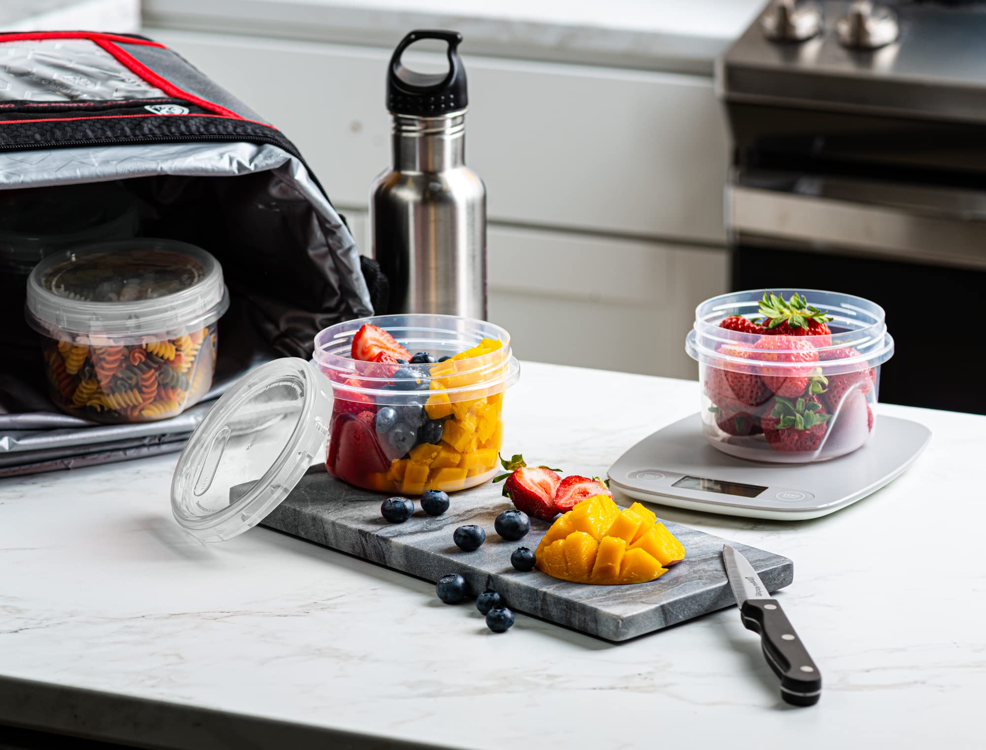 (16 onzas, paquete de 10) Cajas Contenedores de delicatesen con tapa giratoria transparente con tapas roscadas para almacenamiento de alimentos y congeladores