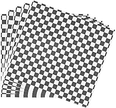 Food Grade Wrap Paper,100 Pack Checkered Basket Liners Food Grade Greaseproof Papers Oil-Proof Wrapping Wax Tissue,Food Grade Non-Stick Paper for Deli BBQ Hamburger Sandwiches (Black)