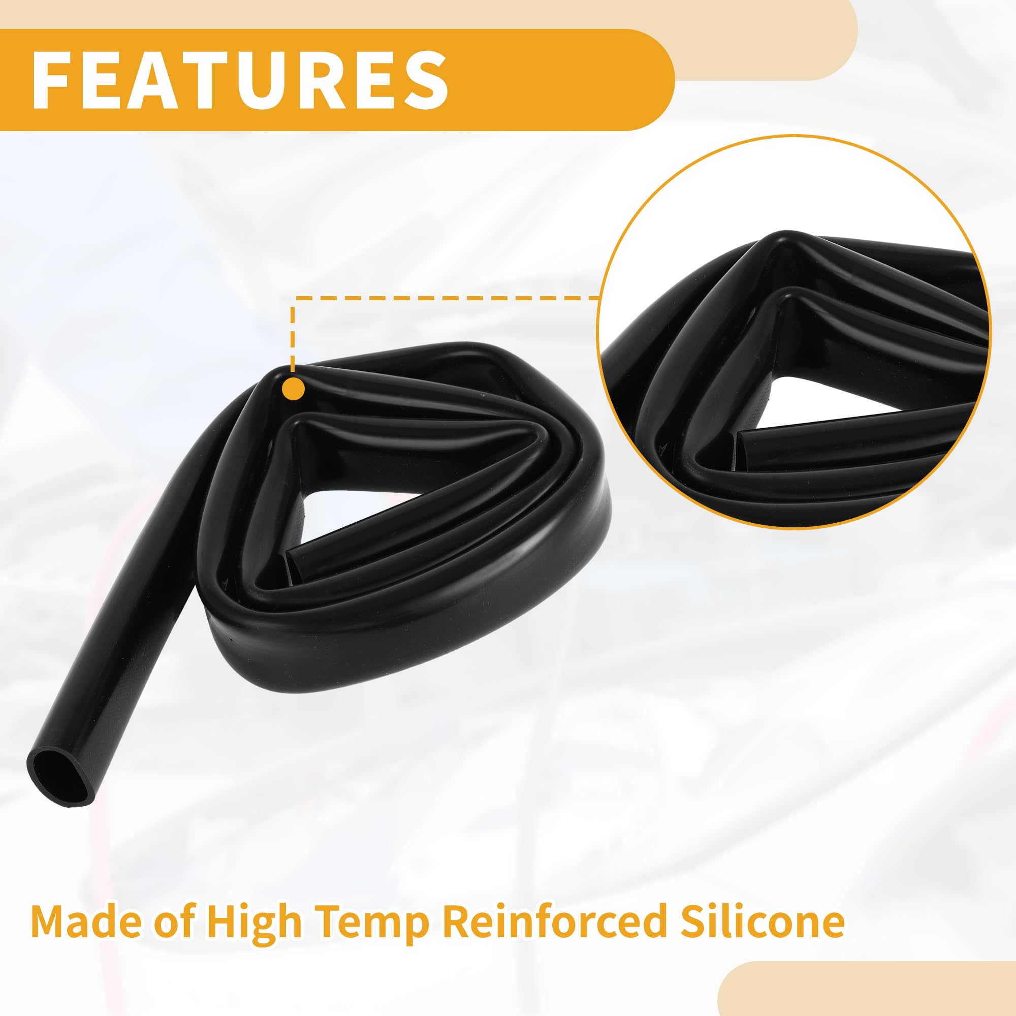 1 pezzo Tubo in Silicone Universale per Vuoto Auto Tubo in Silicone per Linea di Vuoto Auto Nero ad Alta Temperatura 3.3FT 13/16" 20mm ID 2mm Spessore