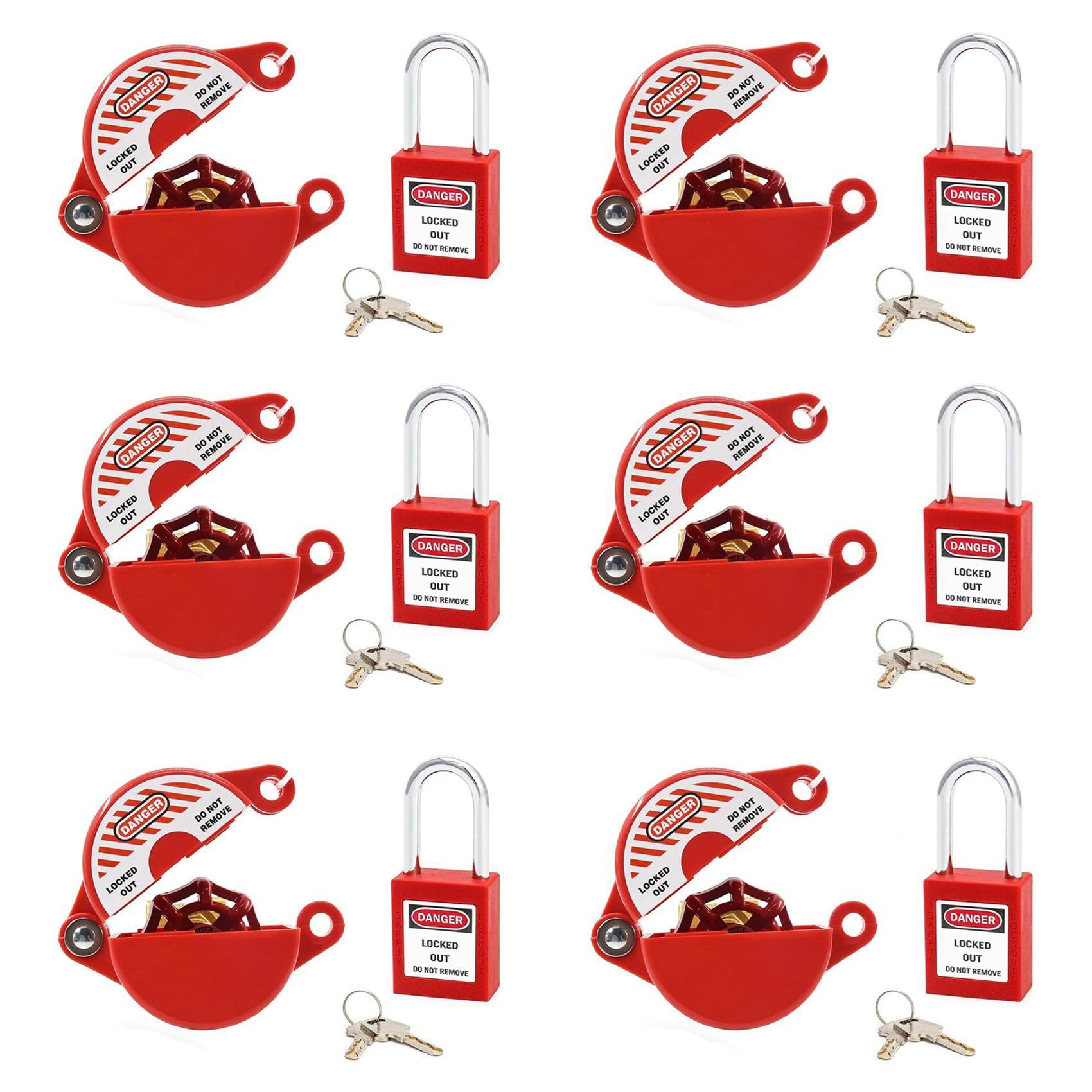 Jnchdghwa Red 6X Outdoor Faucet Lock With Safety Padlock - Water Spigot Lock, Hose Bib Lock For 1 To 2-1/2 In Dia Valve Handles,Faucet