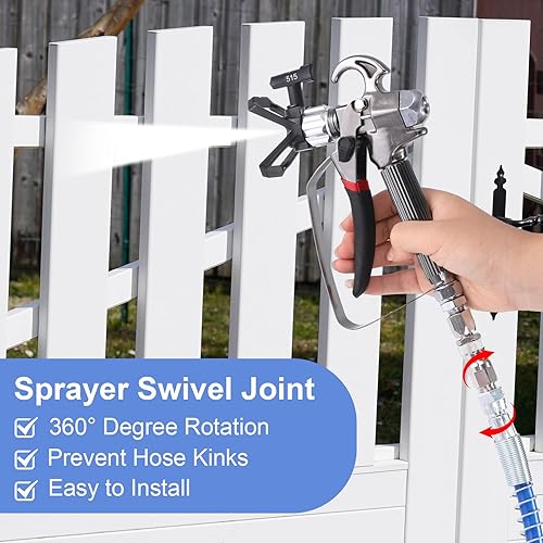 Miniatura 4 de Manguera pulverizadora de pintura sin aire de 50 pies x 1/4 pulgadas, manguera de pulverización de pintura sin aire de alta presión de 8500 PSI con