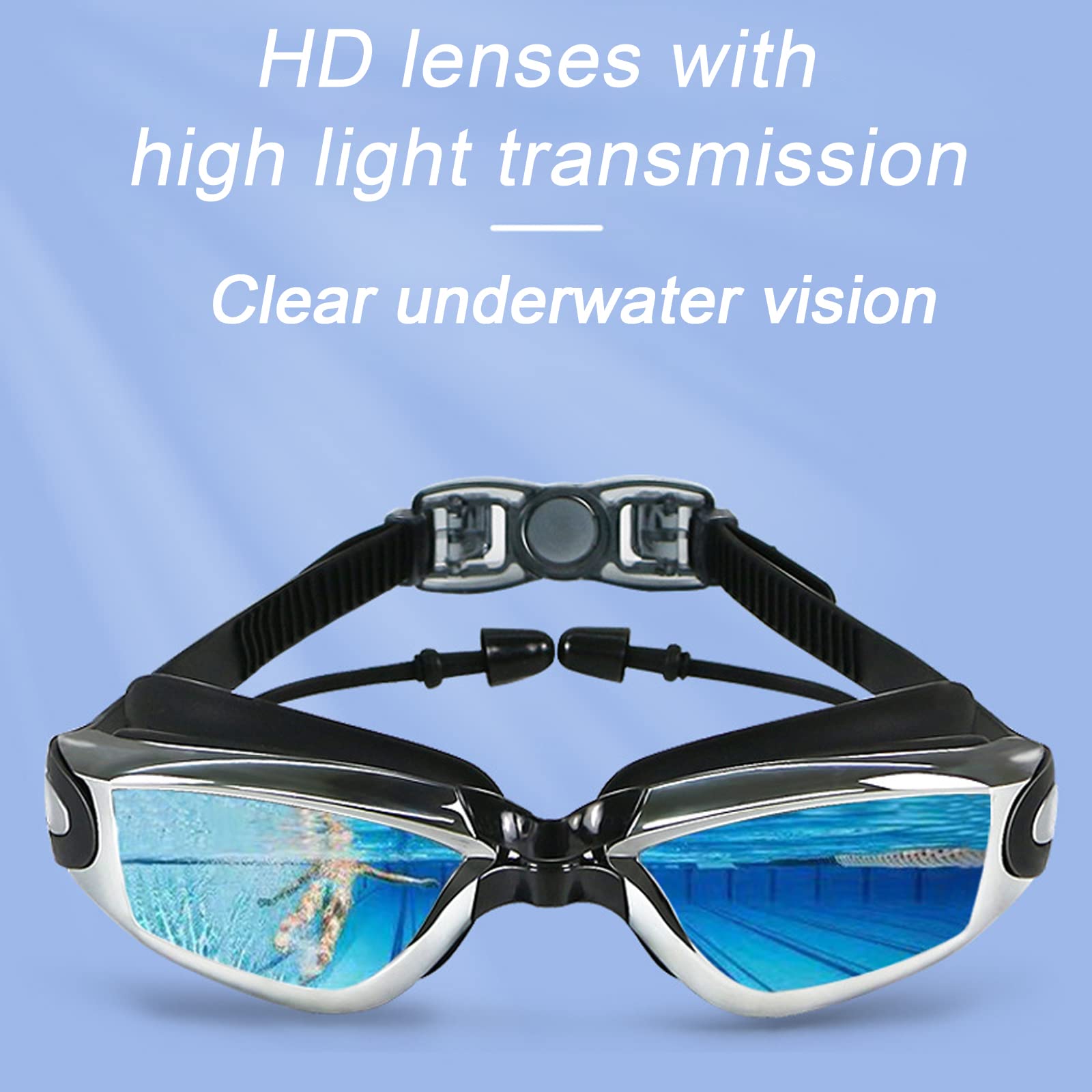 Gafas de Natación Anti-vaho Con Protección UV Para Hombres, Mujeres y Adultos - Incluye Gorro, Clip de Nariz y Tapones Para Oídos