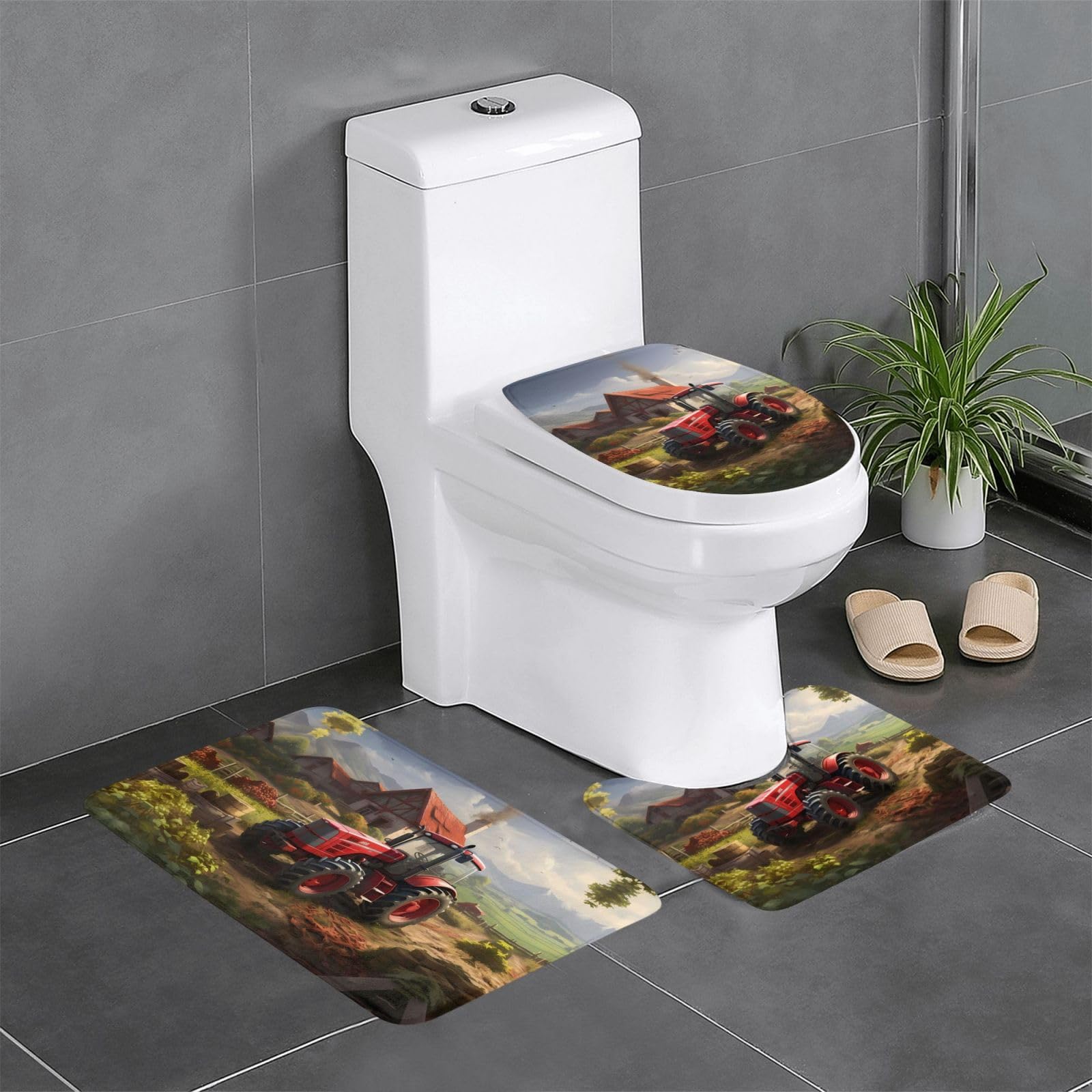 Tapis de bain à séchage rapide antidérapant 3 pièces motif tracteur