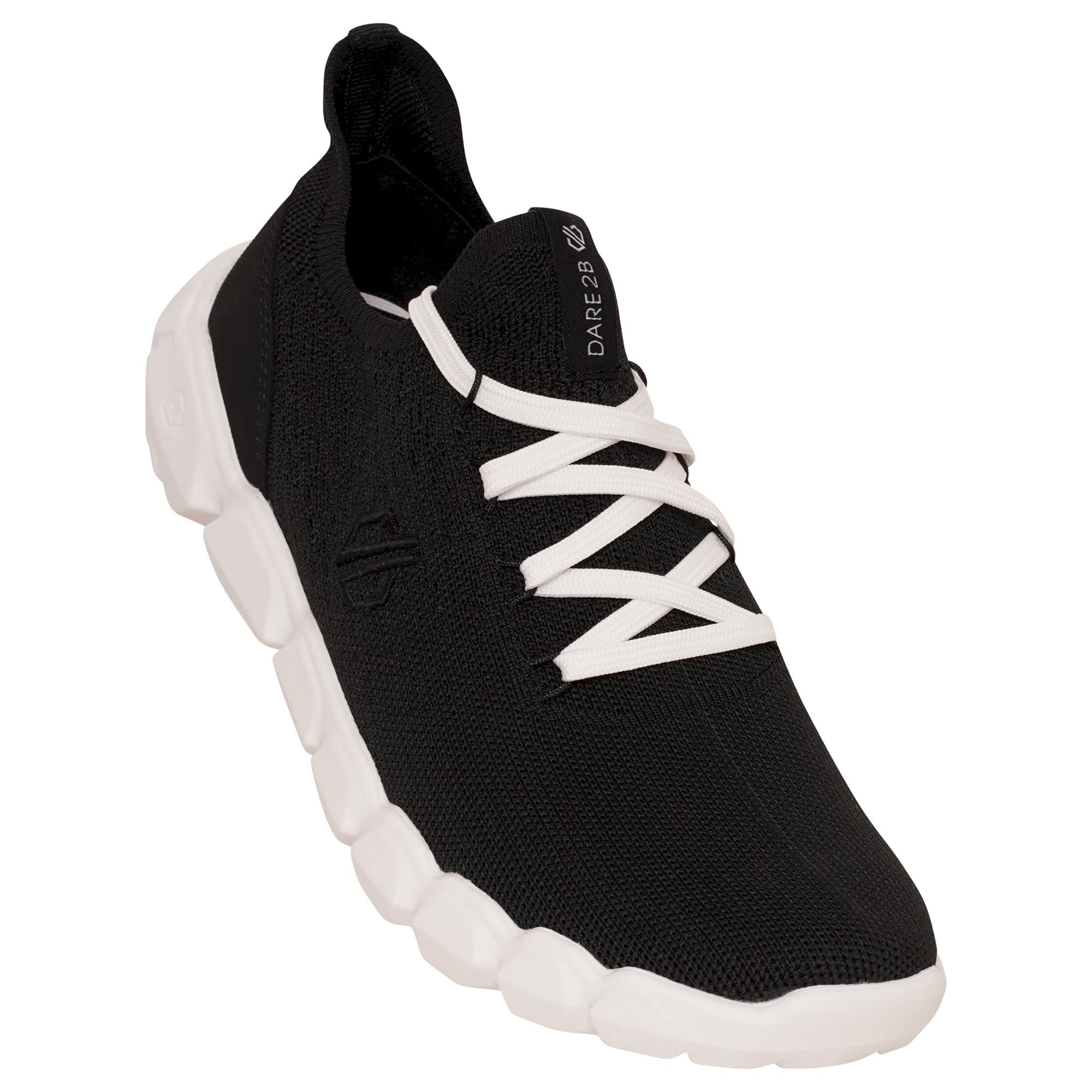Dare 2b Women's Hex-At Recycled Knit Trainers with HEX Design Geometry EVA Outsole, Perfect for Running, Gym & Training Black White