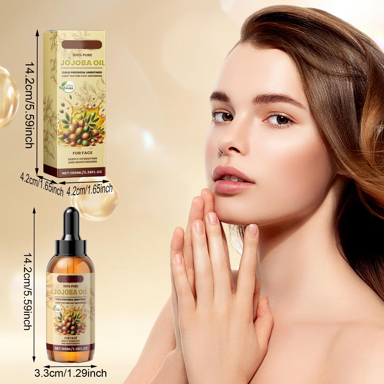 Organic Jojoba Oil Cold Pressed, 100% Pure World Natural Jojoba Oil Vegan for Skin Nails, Hand, Body and Face - Image 2