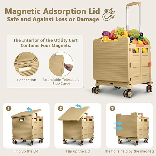Miniatura 2 de Carrito plegable portátil con ruedas carrito para profesores con tapa magnética cubierta telescópica resistente al desgaste rueda giratoria de 360