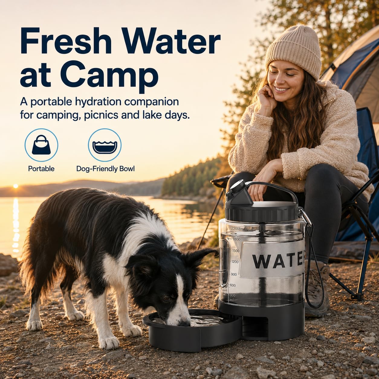 lesotc Dispensador de cuenco de agua portátil para perros, botella de agua de viaje para perros
