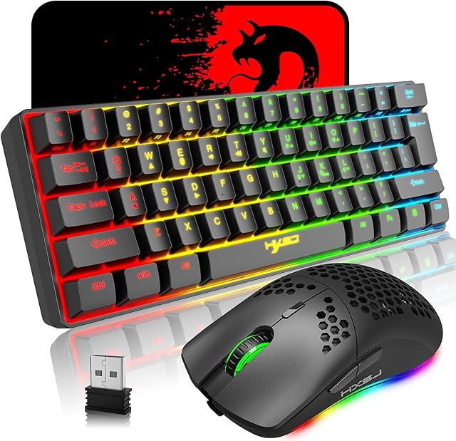 Mechanical Gaming Wireless Keyboard Bluetooth 5.0/2.4G USB Dual-Mode 2200 mAh RGB LED Backlight Compact Full Anti-Ghosting Keys Wireless Gaming Mouse 750 mAh Lightweight