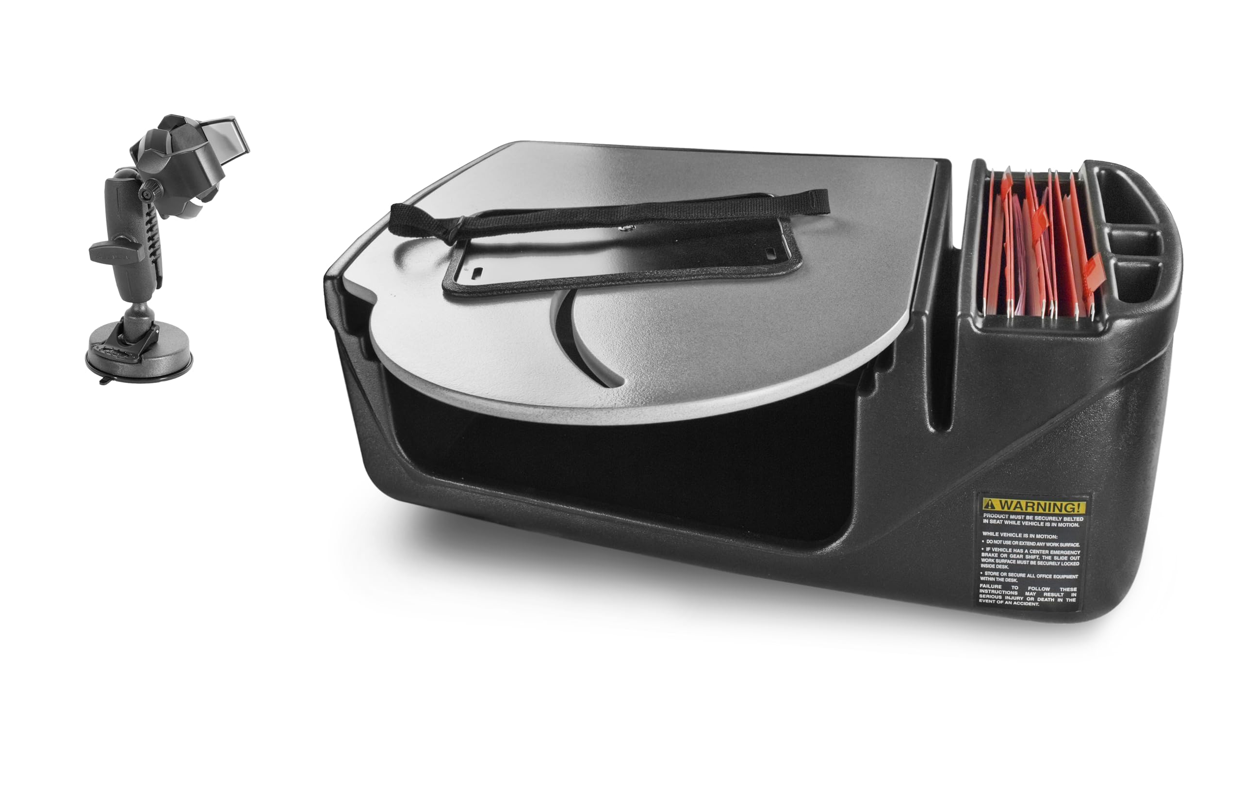 AutoExec Roadmaster Car Desk for Your Vehicle Workstation and Mobile Office, Grey, with Suction Phone Mount