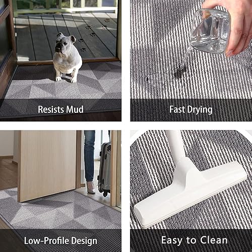 Miniatura 37 de REFETONE Alfombra de pasillo, 2 x 8 pies de largo, tapetes para interiores para pasillos, alfombra de entrada de goma antideslizante, alfombra
