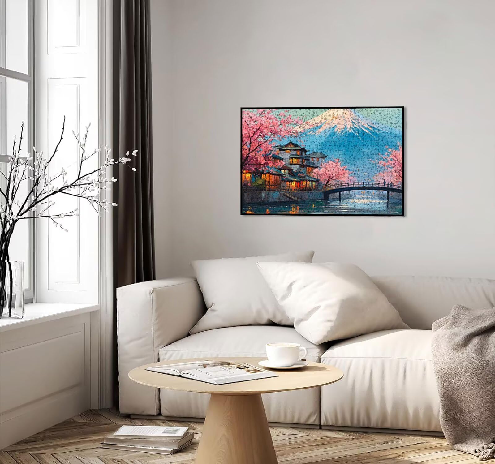 Puzzle 1000 elementów dla dorosłych, puzzle Sakura Góra Fuji Artystyczne Puzzle, rodzinne kreatywne hobby dla dorosłych, najwyższej jakości drewniana układanka, do gry edukacyjnej wyzwanie zabawki
