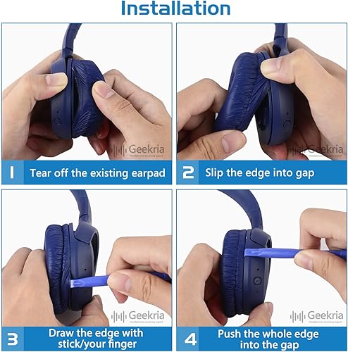 Miniatura 5 de Geekria QuickFit - Almohadillas de repuesto de cuero sintético para JBL JR300, JR300BT, T450BT, T500BT, Tune 500, Tune 500BT, Tune 510BT, Tune