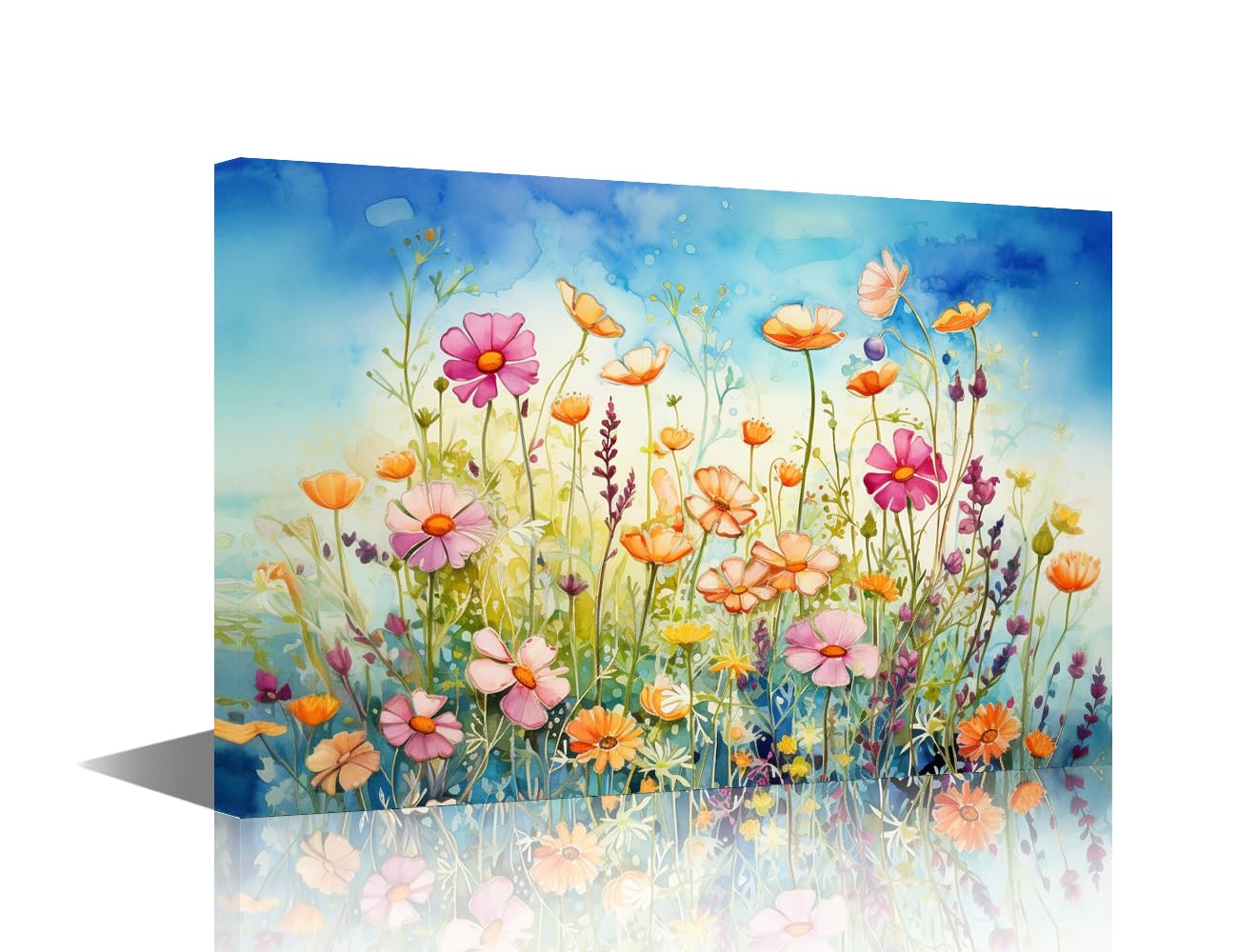 TISHIRON 1 Piece Wildflowers Wall Art for Living Room Botanical Framed Wall Painting Bloom Plant Canvas Prints Pictures House Decoration for Bedroom Office Modern Artwork, 18x12in — image 1